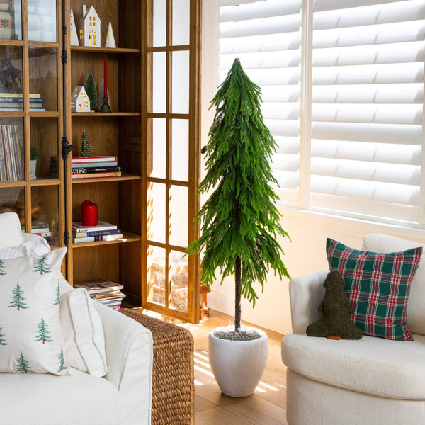 5' Artificial Real Touch Down Swept Norfolk Pine Tree with Natural Look