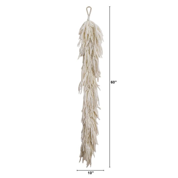 5' Artificial Real Touch White Norfolk Island Pine Garland with Natural Look
