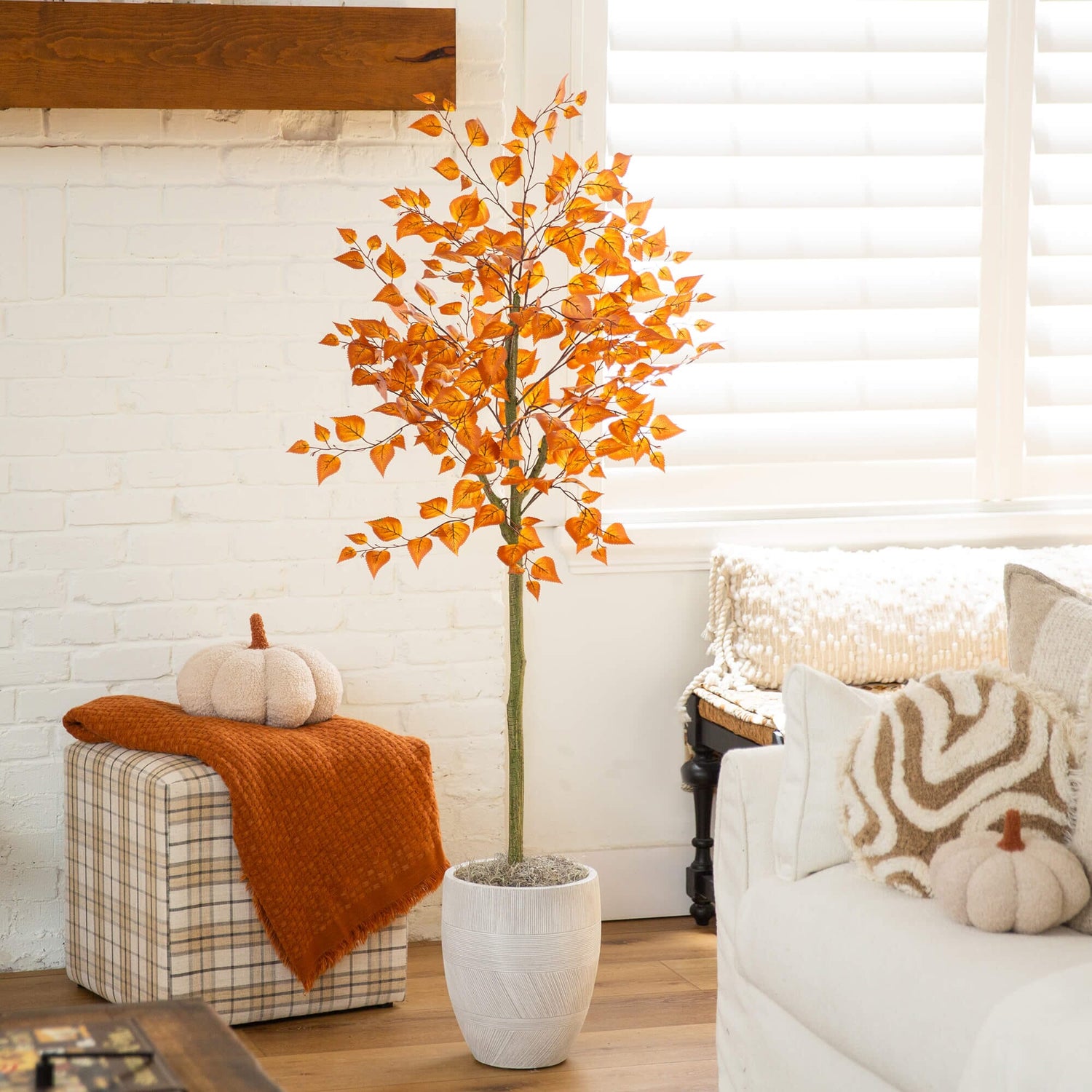 5' Autumn Birch Leaf Artificial Fall Tree