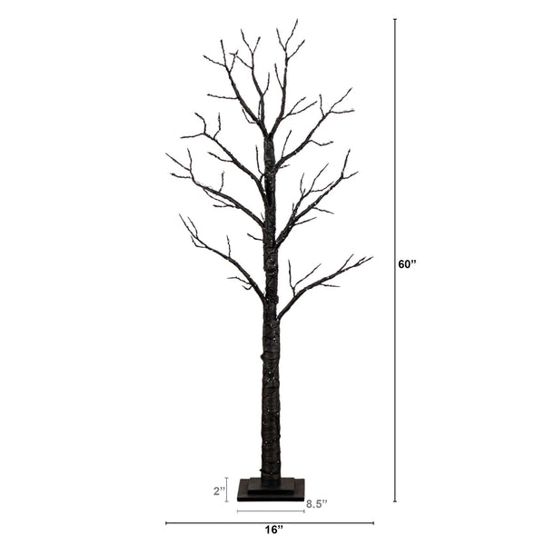 5' Pre-Lit Artificial Halloween Twig Tree with 360 Orange & Purple LED Lights