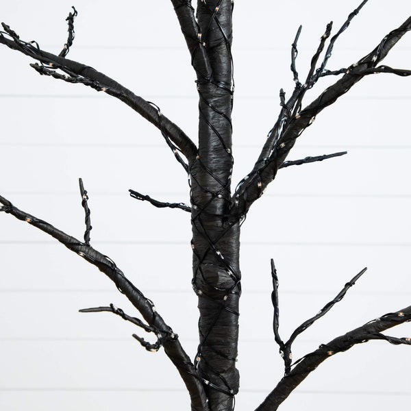 5' Pre-Lit Artificial Halloween Twig Tree with 360 Orange & Purple LED Lights