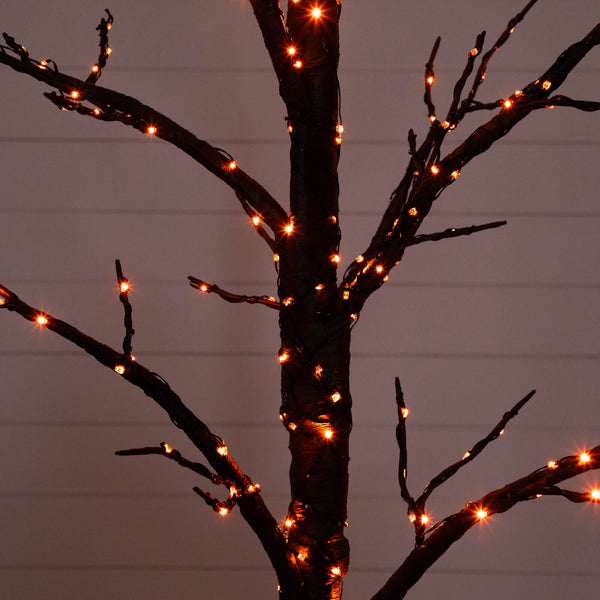5' Pre-Lit Artificial Halloween Twig Tree with 360 Orange & Purple LED Lights