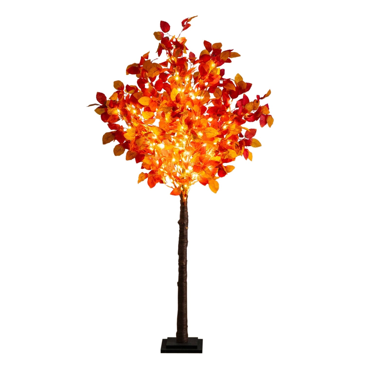 5' Pre-Lit Autumn Artificial Fall Tree with 200 Warm White LED Lights