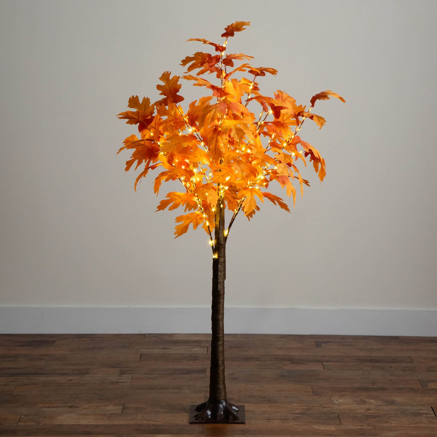 5' Pre-Lit Autumn Maple Artificial Fall Tree with 240 Warm White LED Lights
