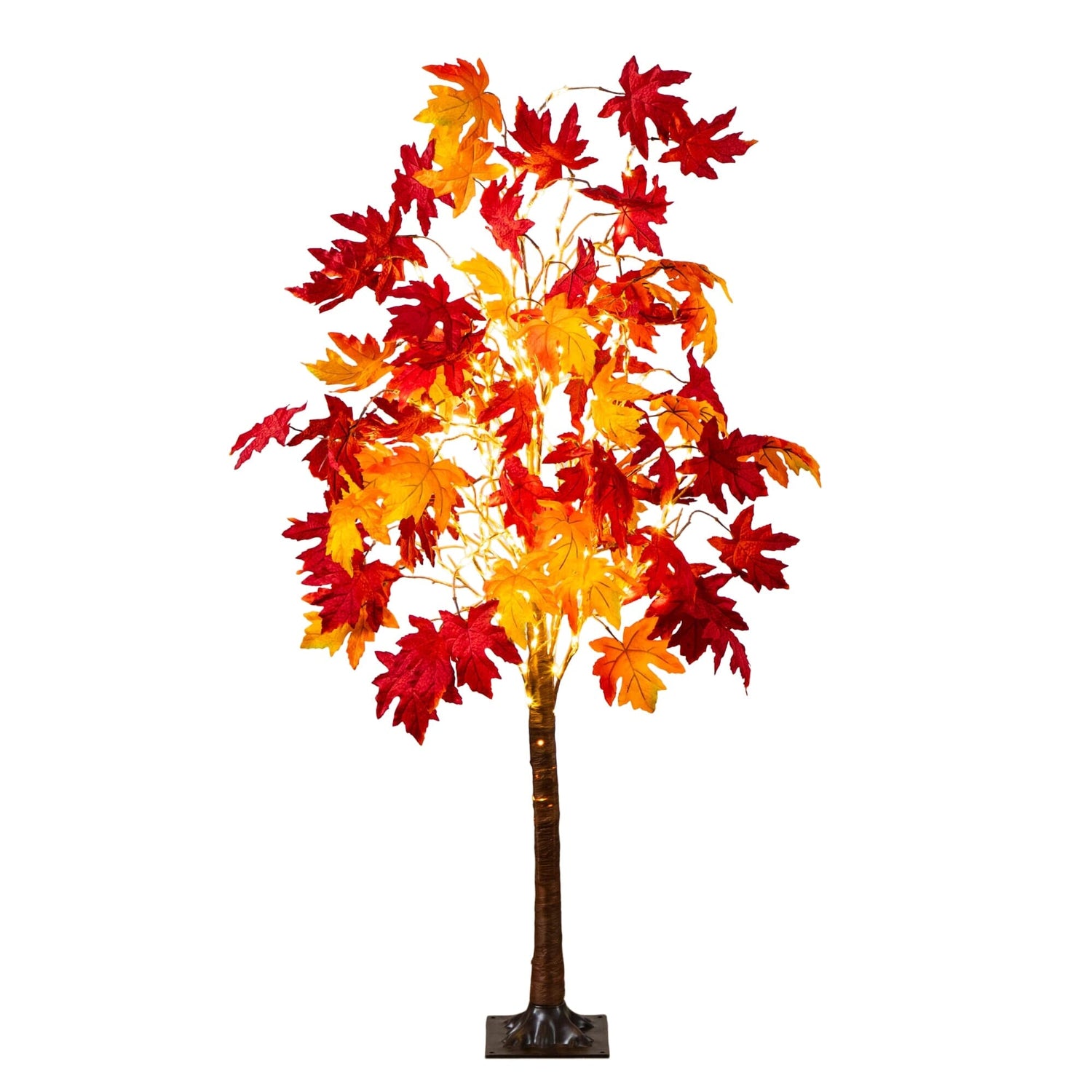 5' Pre-Lit Autumn Weeping Maple Artificial Fall Tree with 240 Warm White LED Lights