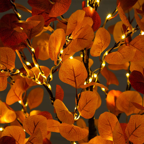 5' Pre-Lit Bright Autumn Eucalyptus Artificial Fall Tree with 300 Warm White LED Lights