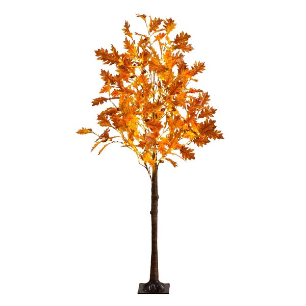5' Pre-Lit Burnt Orange Autumn Maple Artificial Fall Tree with 240 Warm White LED Lights
