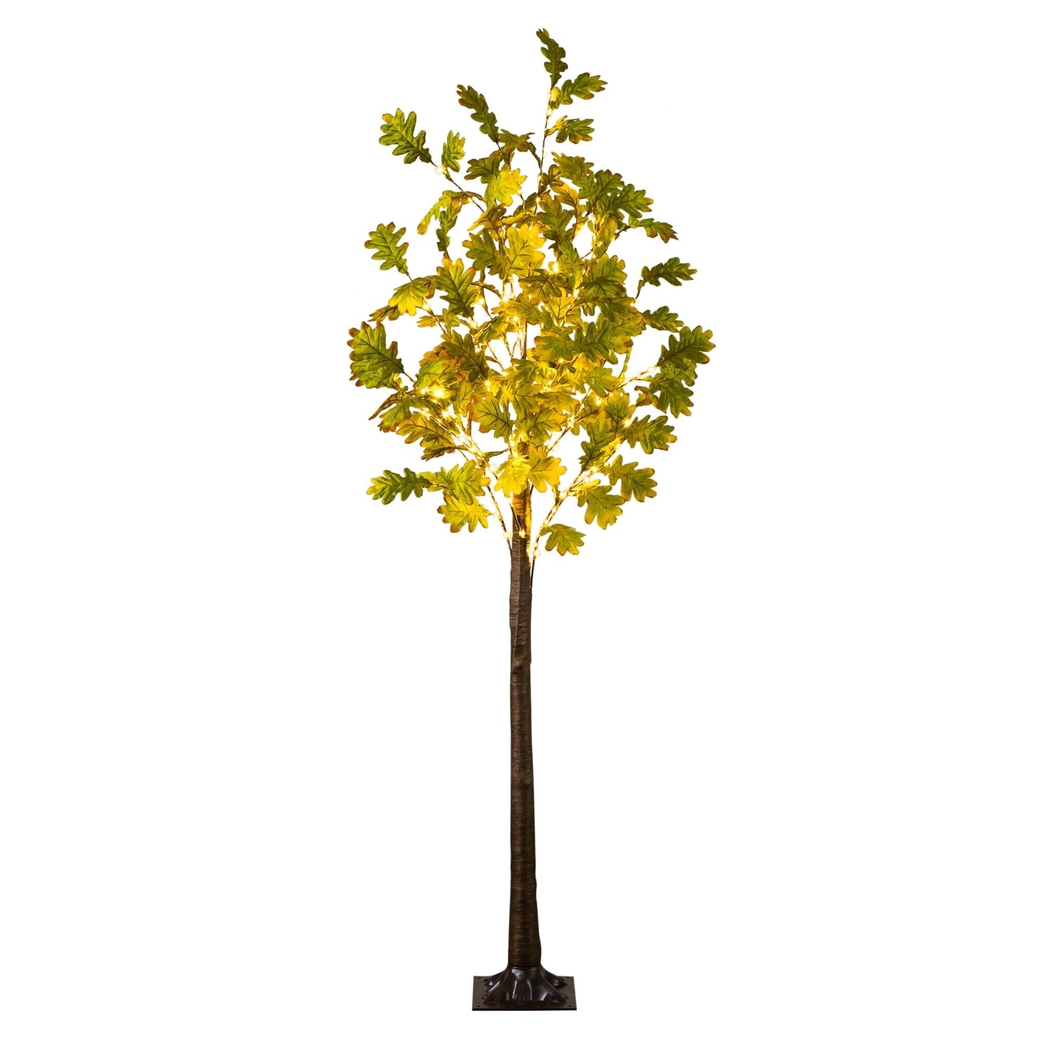 5' Pre-Lit Green Autumn Oak Artificial Fall Tree with 200 Warm White LED Lights