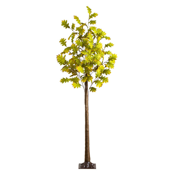 5' Pre-Lit Green Autumn Oak Artificial Fall Tree with 200 Warm White LED Lights