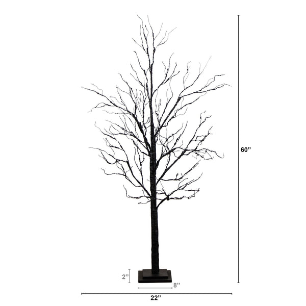 5' Pre-Lit Halloween Black Twig Artificial Tree with 240 Orange & Purple LED Lights