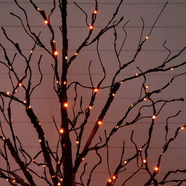 5' Pre-Lit Halloween Black Twig Artificial Tree with 240 Orange & Purple LED Lights
