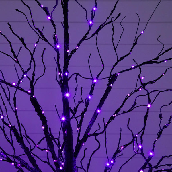5' Pre-Lit Halloween Black Twig Artificial Tree with 240 Orange & Purple LED Lights