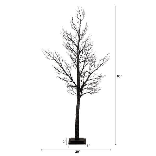 5' Pre-Lit Halloween Minimalist Twig Artificial Fall Tree with 240 Orange & Purple LED Lights