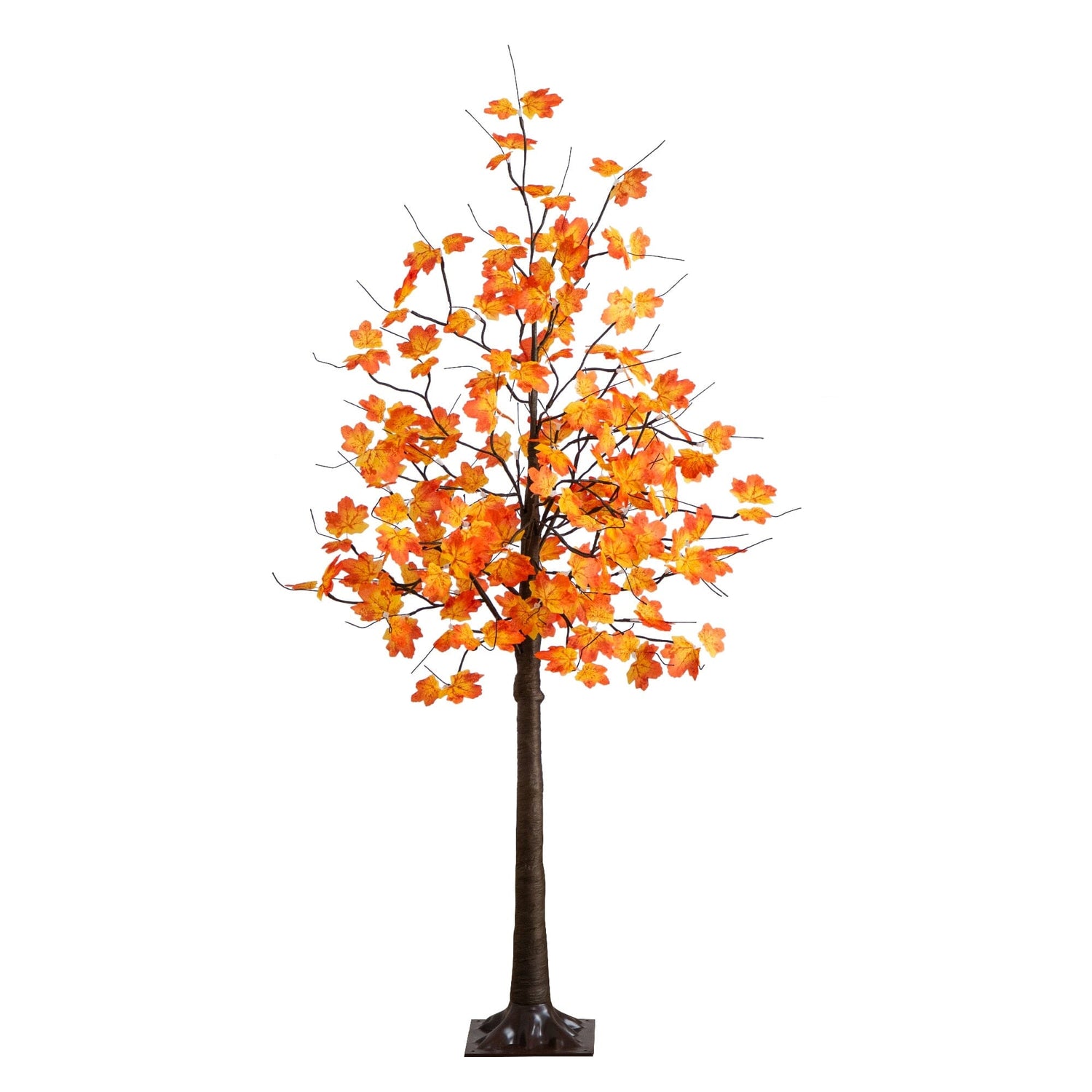 5' Pre-Lit Minimalist Autumn Maple Artificial Fall Tree with 96 Warm White LED Lights