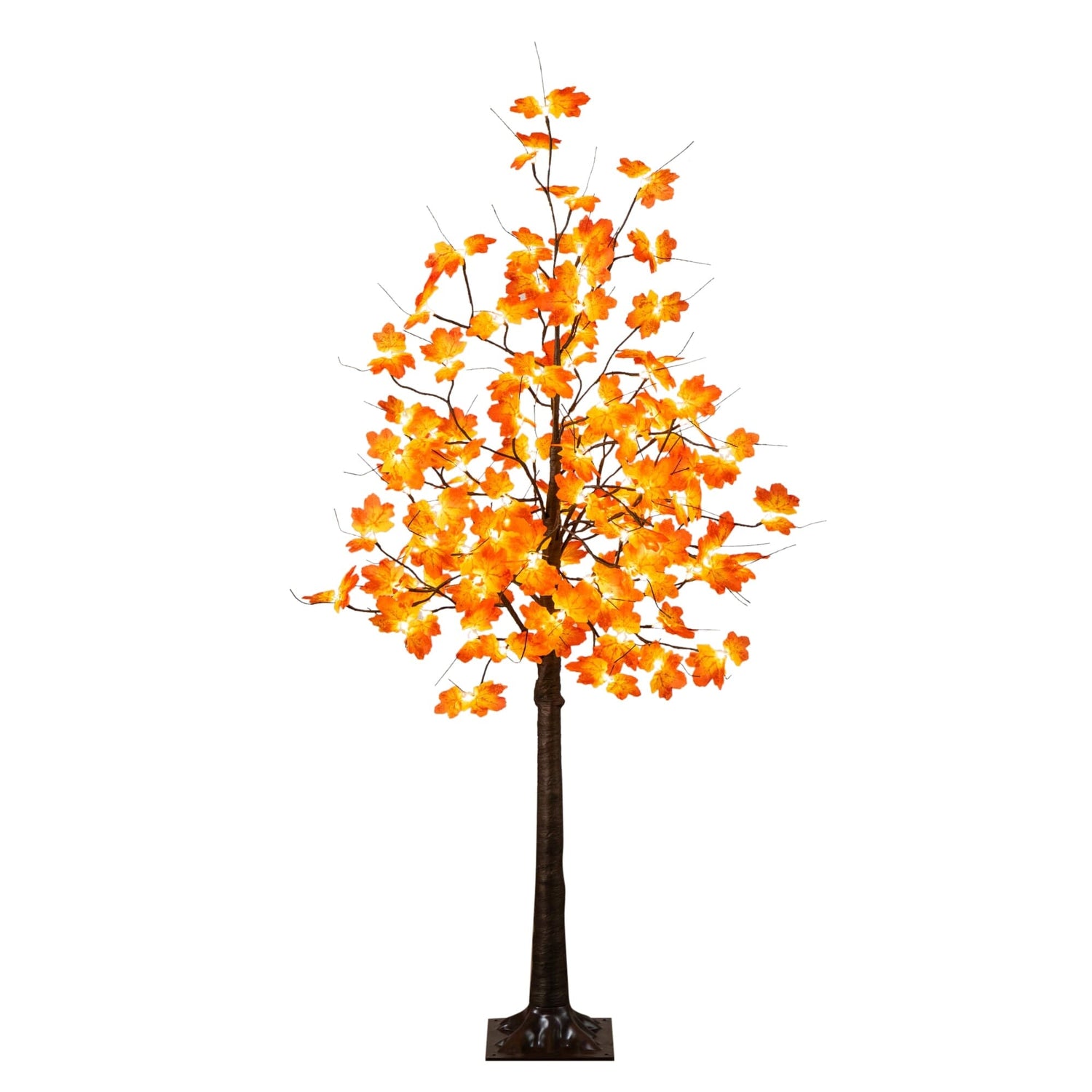 5' Pre-Lit Minimalist Autumn Maple Artificial Fall Tree with 96 Warm White LED Lights