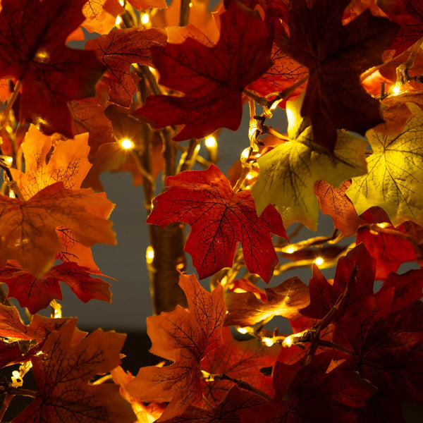 5' Pre-Lit Shades of Autumn Maple Artificial Fall Tree with 270 Warm White LED Lights
