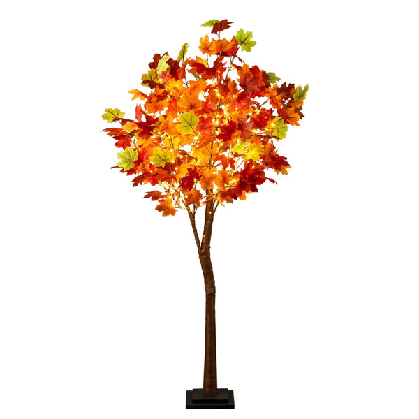 5' Pre-Lit Shades of Autumn Maple Artificial Fall Tree with 270 Warm White LED Lights