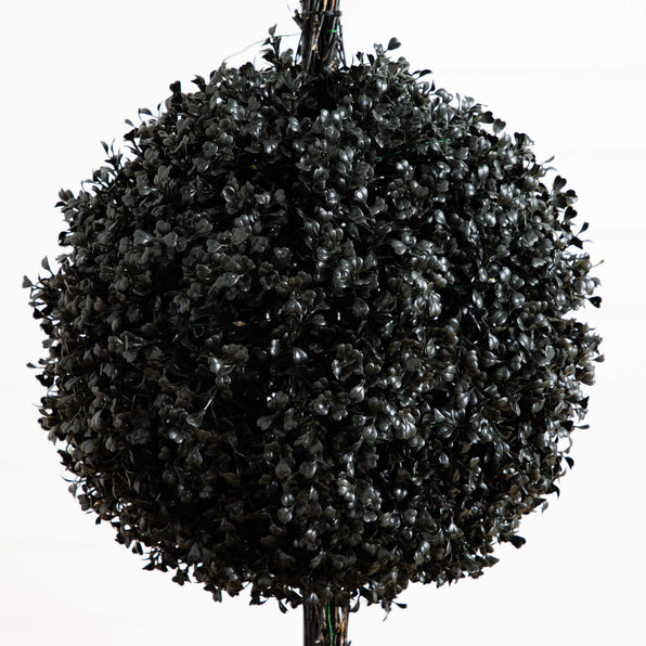 5' UV Resistant Halloween Black Artificial Triple Ball Boxwood Topiary (Indoor/Outdoor)