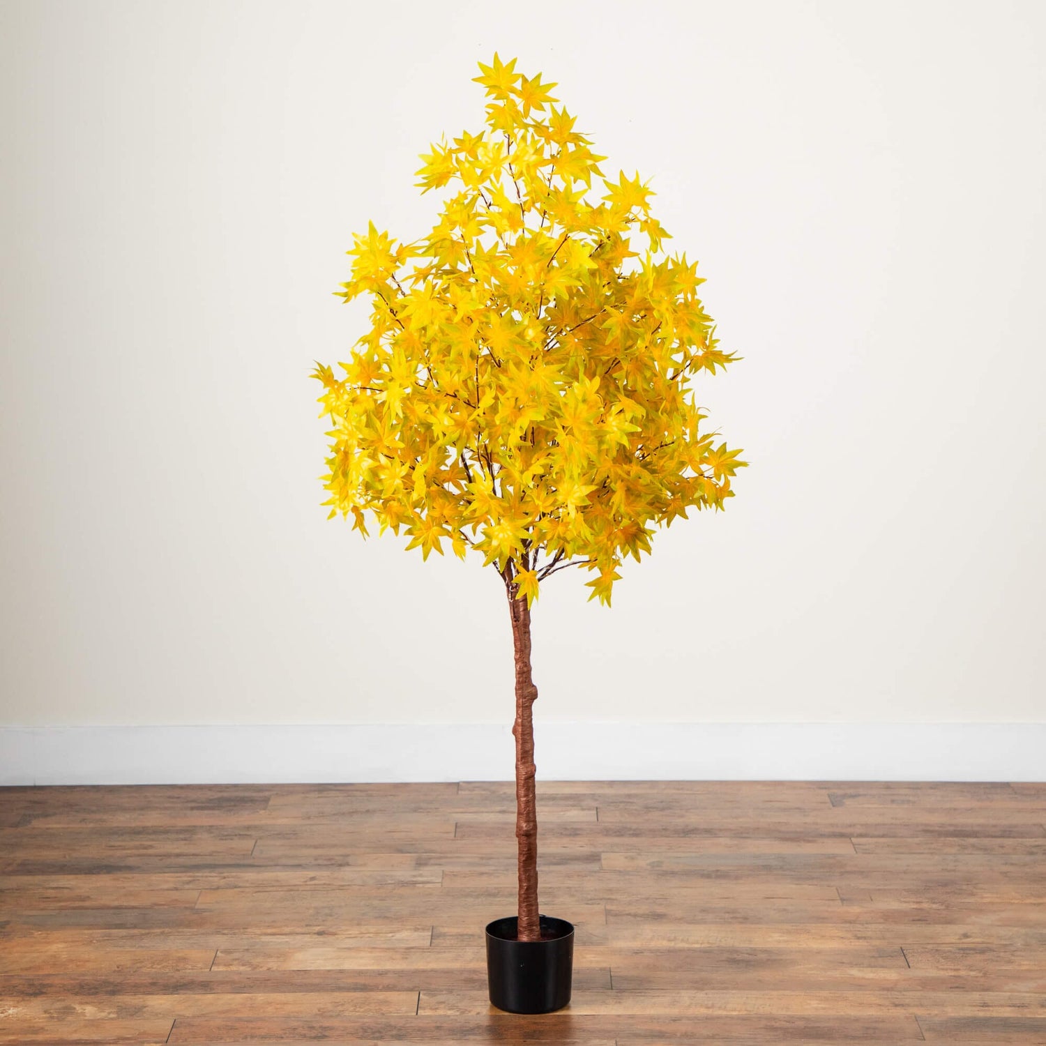 5' Pre-Lit Yellow Autumn Maple Artifical Fall Tree with 250 Warm White LED Lights