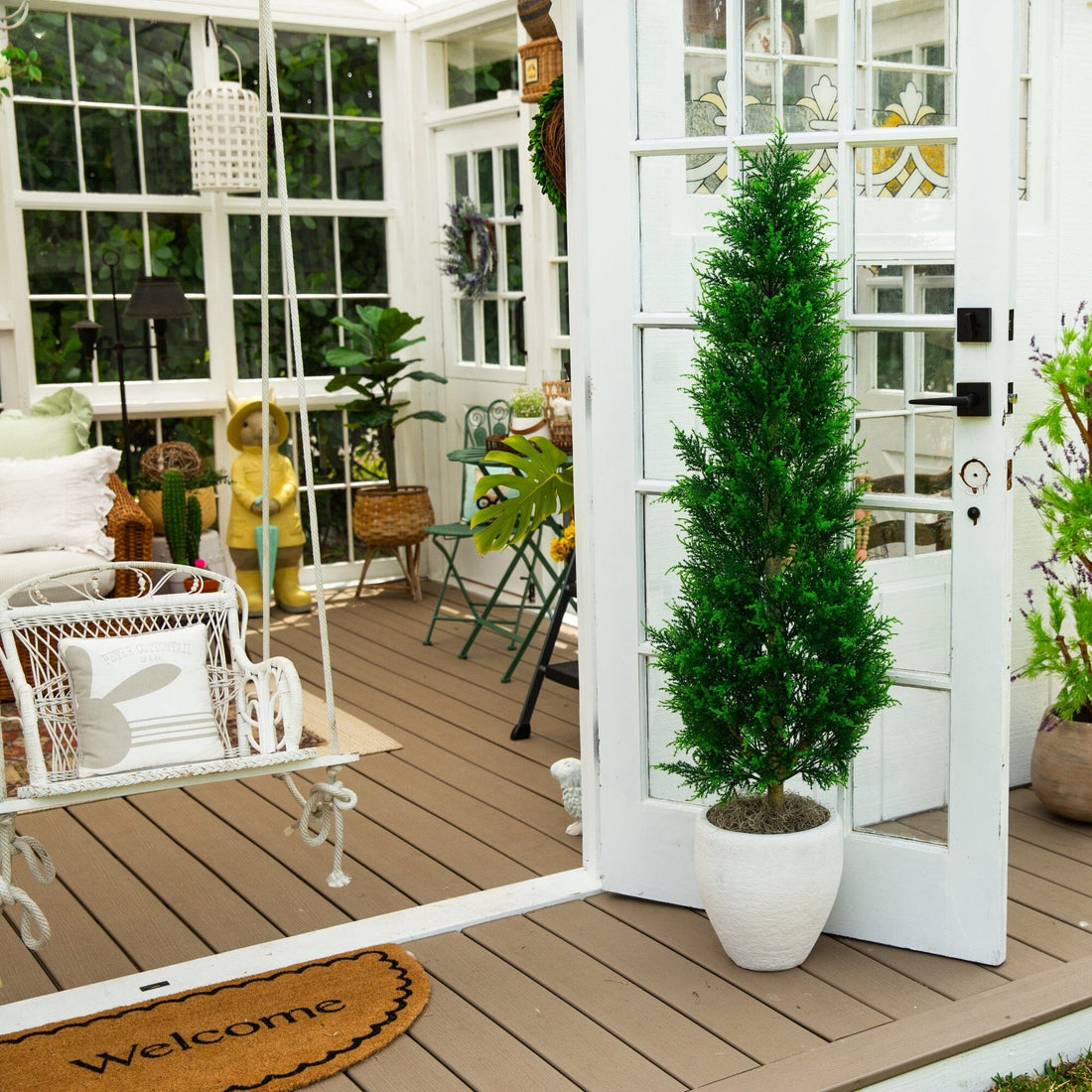 cypress plant indoor Nearly Natural 5ft. UV Resistant Artificial Cypress Tower Tree (Indoor/Outdoor)