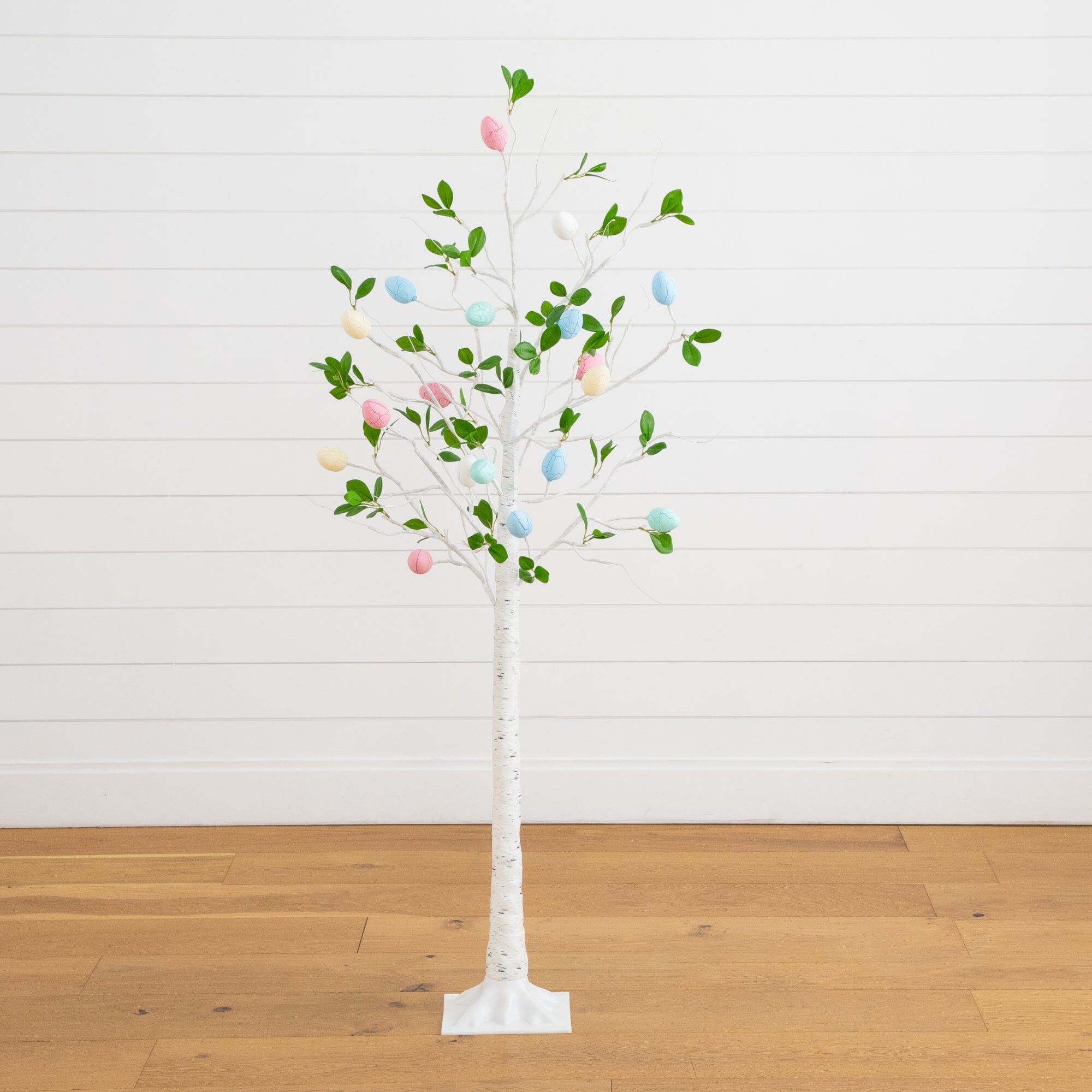 5' Pre-Lit Artificial Blooming Easter Egg Twig Tree