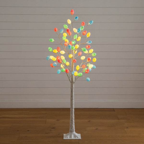 5' Pre-Lit Artificial Easter Twig Tree with 72 Egg Shaped LED Ornaments