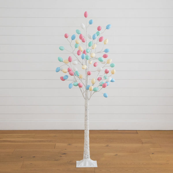 5' Pre-Lit Artificial Easter Twig Tree with 72 Egg Shaped LED Ornaments