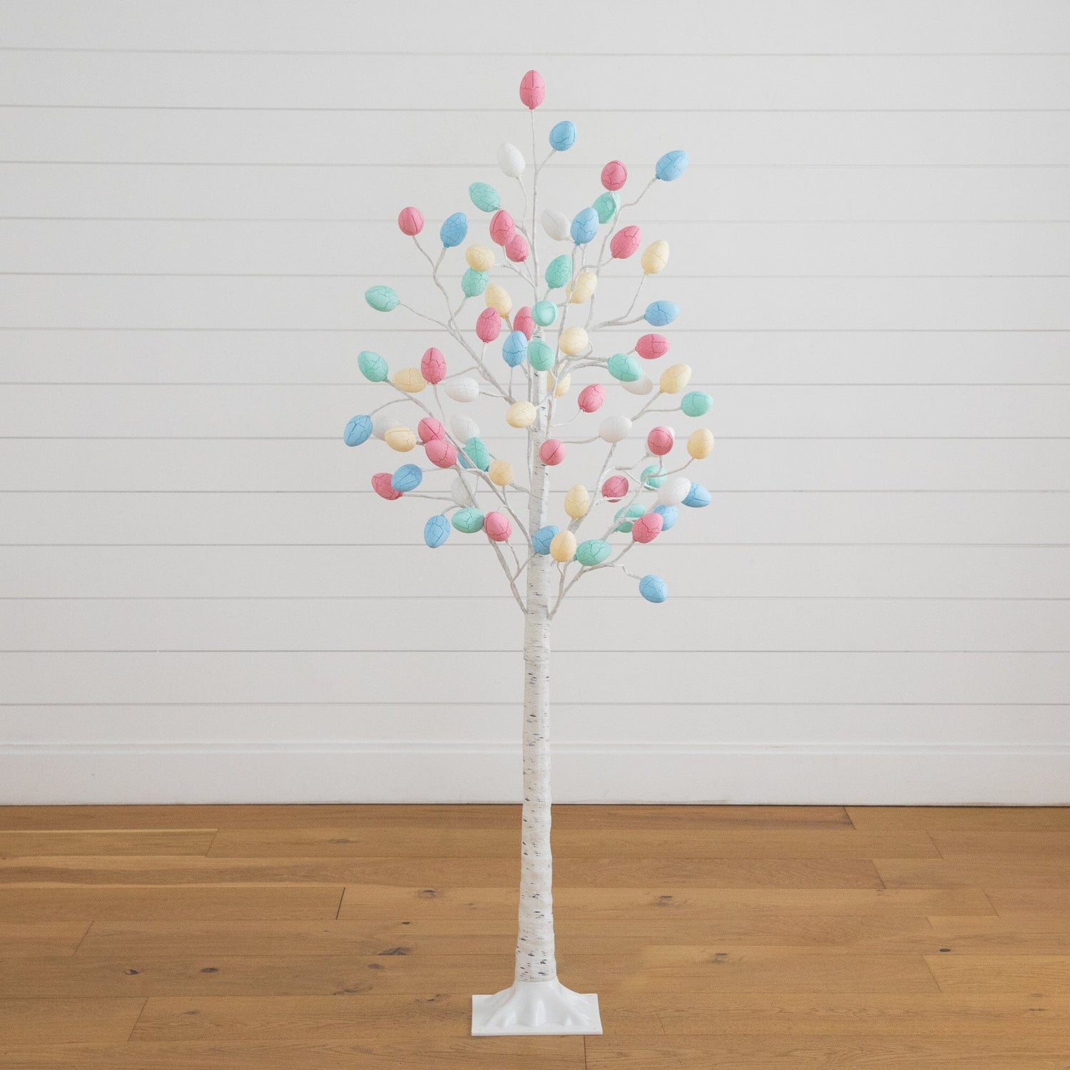5' Pre-Lit Artificial Easter Twig Tree with 72 Egg Shaped LED Ornaments