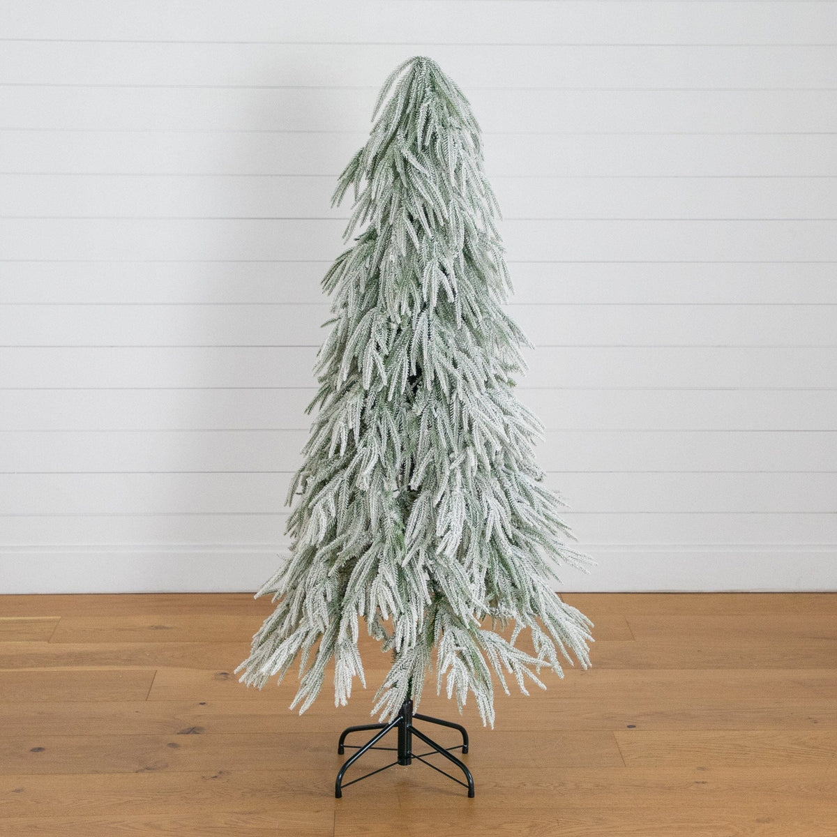 5’ Pre-Lit Artificial Flocked Down Swept Christmas Tree with 170 Warm White LED Lights