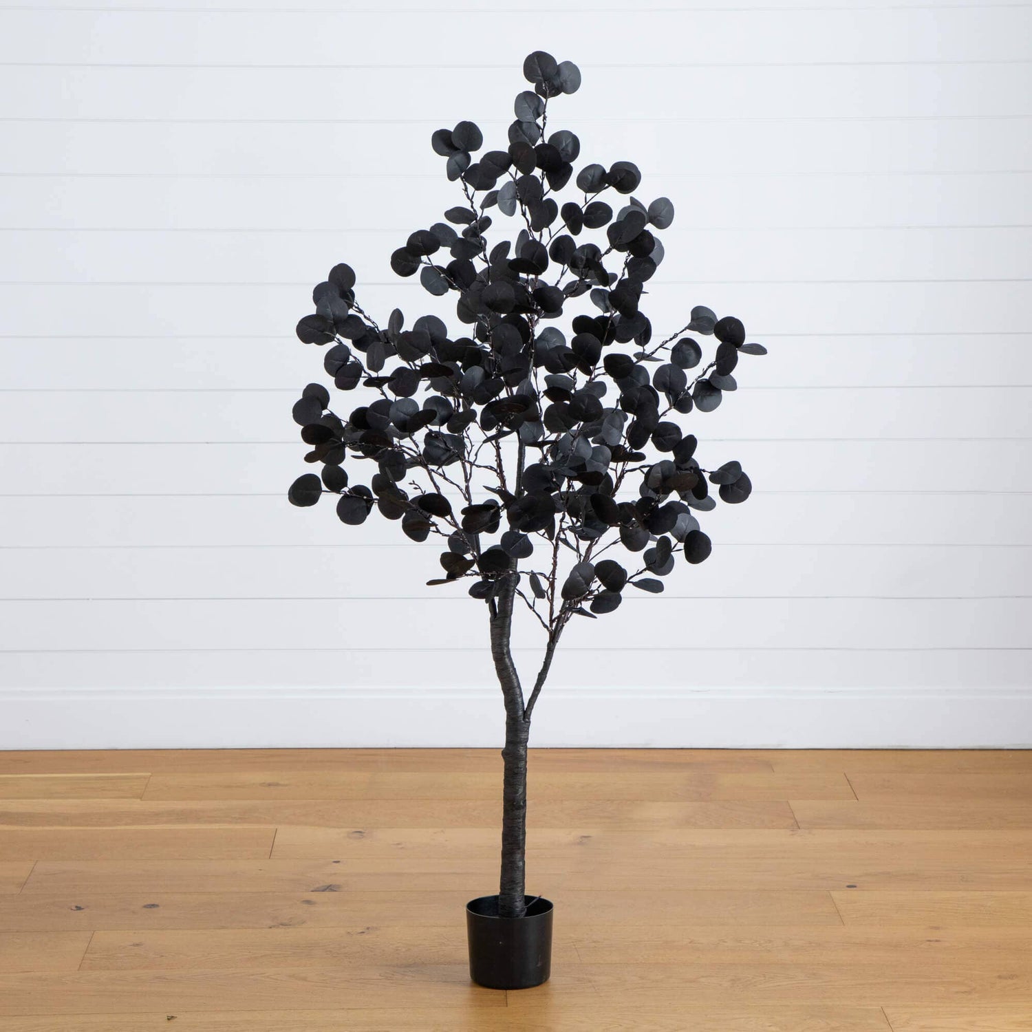 5' Pre-Lit Artificial Halloween Black Eucalyptus Tree with 220 Orange & Purple LED Lights