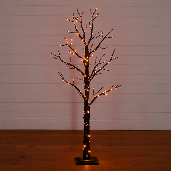 5' Pre-Lit Artificial Halloween Twig Tree with 360 Orange & Purple LED Lights