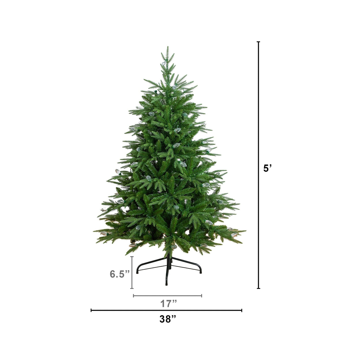 5' Pre-Lit Artificial Luxembourg Pine Christmas Tree with 170 Multicolored Traditional Bulb LED Lights