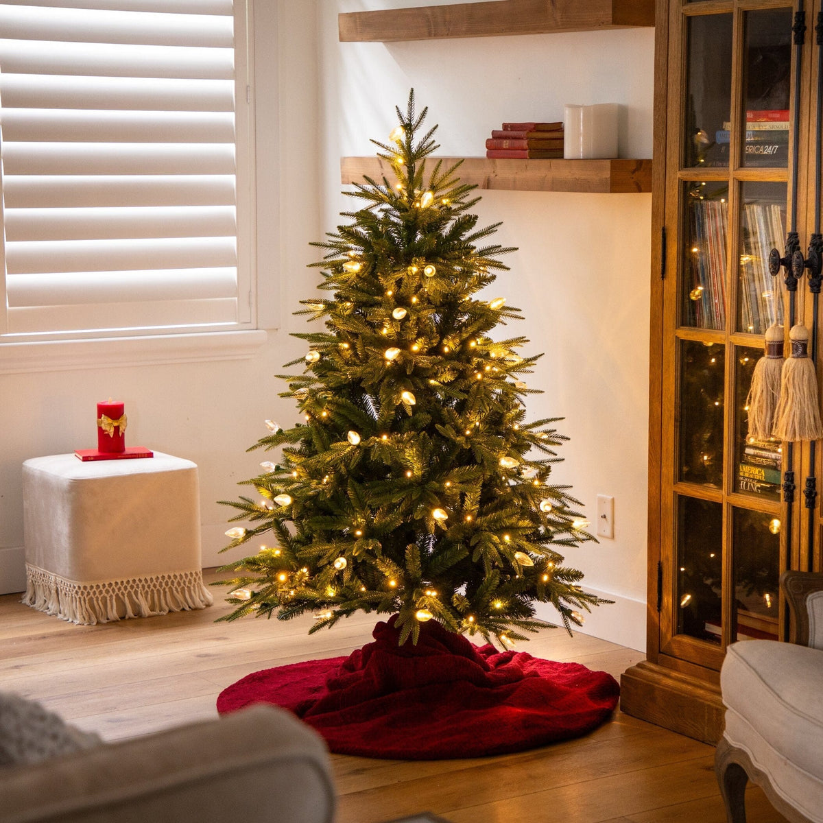 5' Pre-Lit Artificial Luxembourg Pine Christmas Tree with 170 Multicolored Traditional Bulb LED Lights