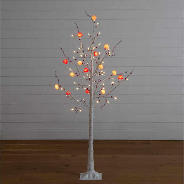 5' Pre-Lit Artificial Valentine's Day Twig Tree with 72 Heart Shaped LED Lights and Red Berries