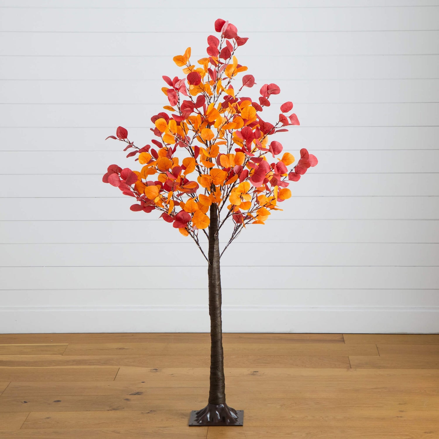 5' Pre-Lit Bright Autumn Eucalyptus Artificial Fall Tree with 300 Warm White LED Lights
