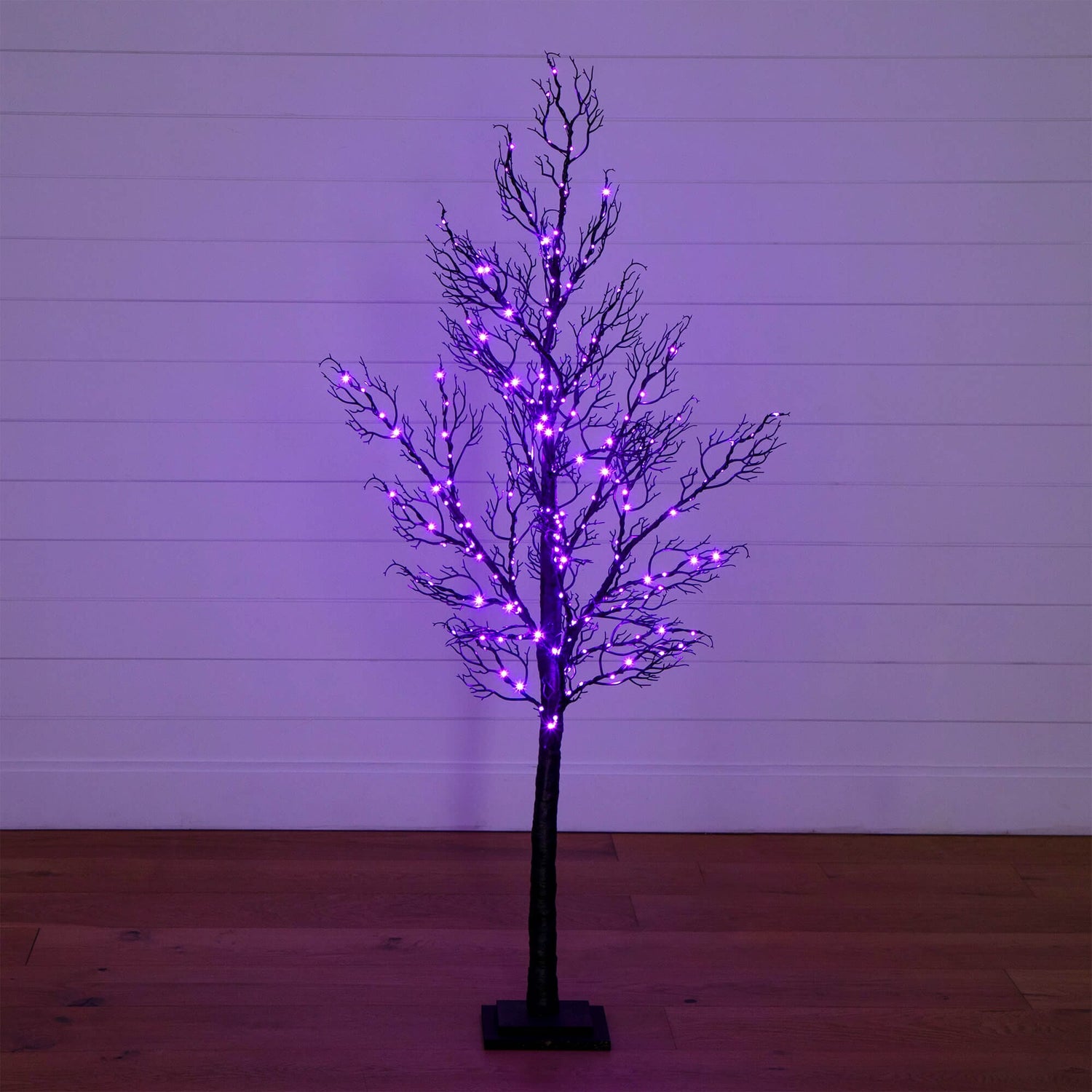 5' Pre-Lit Halloween Minimalist Twig Artificial Fall Tree with 240 Orange & Purple LED Lights