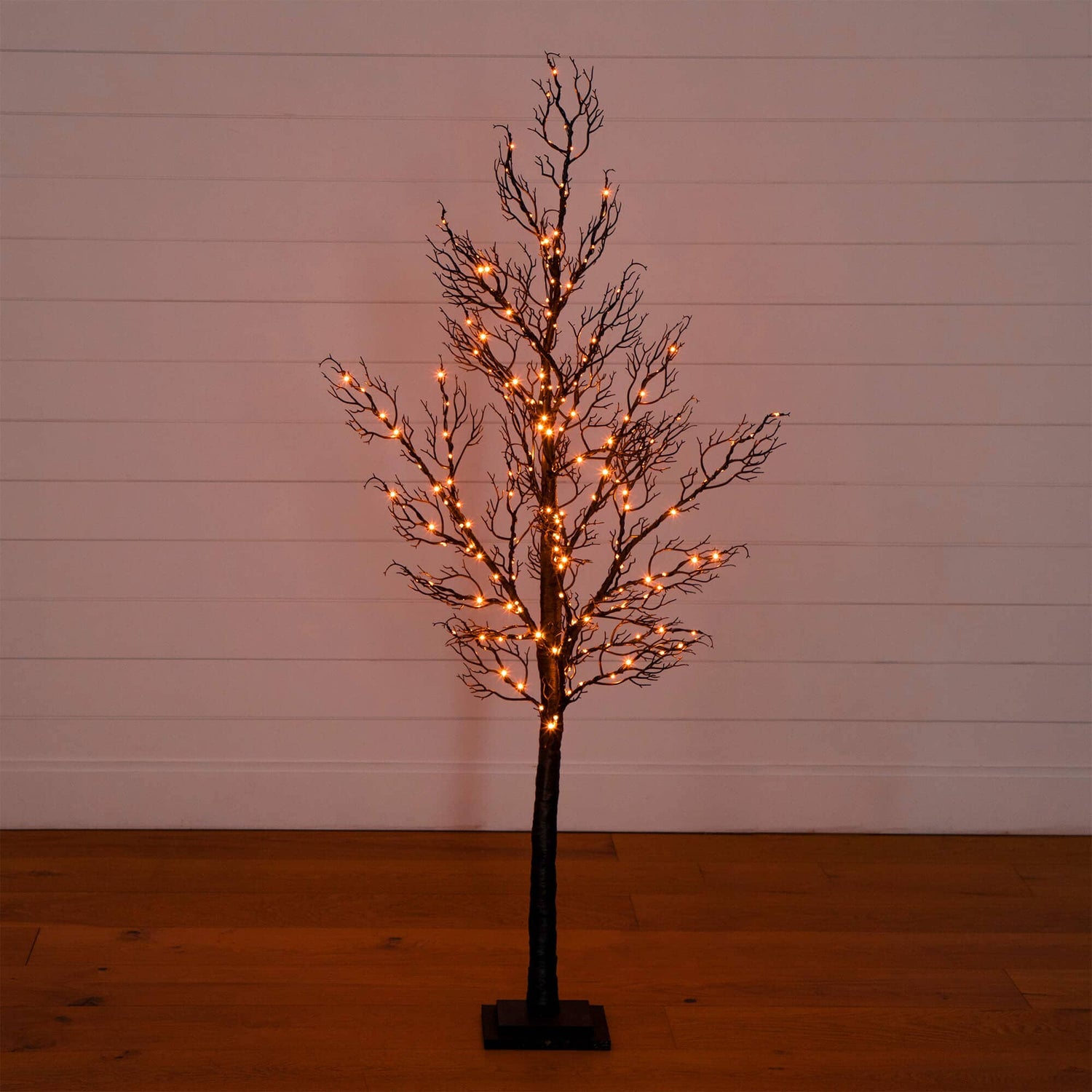 5' Pre-Lit Halloween Minimalist Twig Artificial Fall Tree with 240 Orange & Purple LED Lights