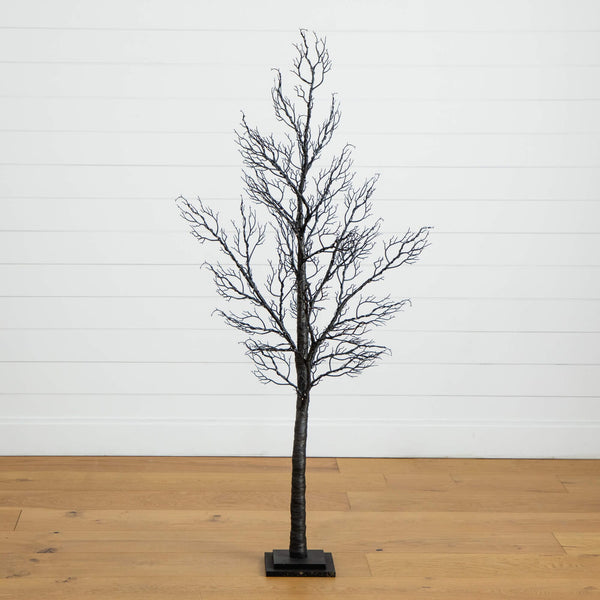 5' Pre-Lit Halloween Minimalist Twig Artificial Fall Tree with 240 Orange & Purple LED Lights