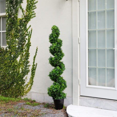 pothos topiary 5' UV Resistant Boxwood Spiral Topiary Artificial Tree in Decorative  Planter (Indoor/Outdoor)