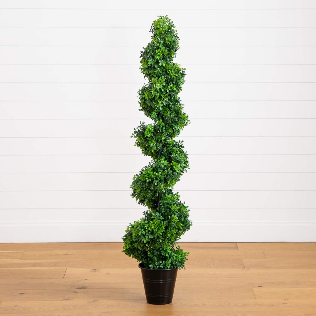 indoor spiral plant 5' UV Resistant Boxwood Spiral Topiary Artificial Tree in Decorative  Planter (Indoor/Outdoor)