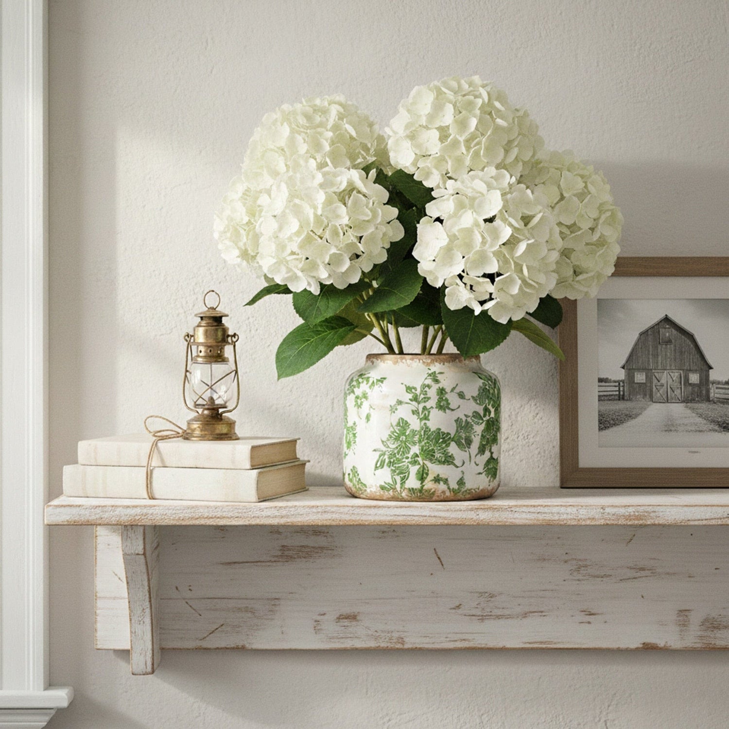 5.5” Floral Tuscan Ceramic Green Scroll Planter
