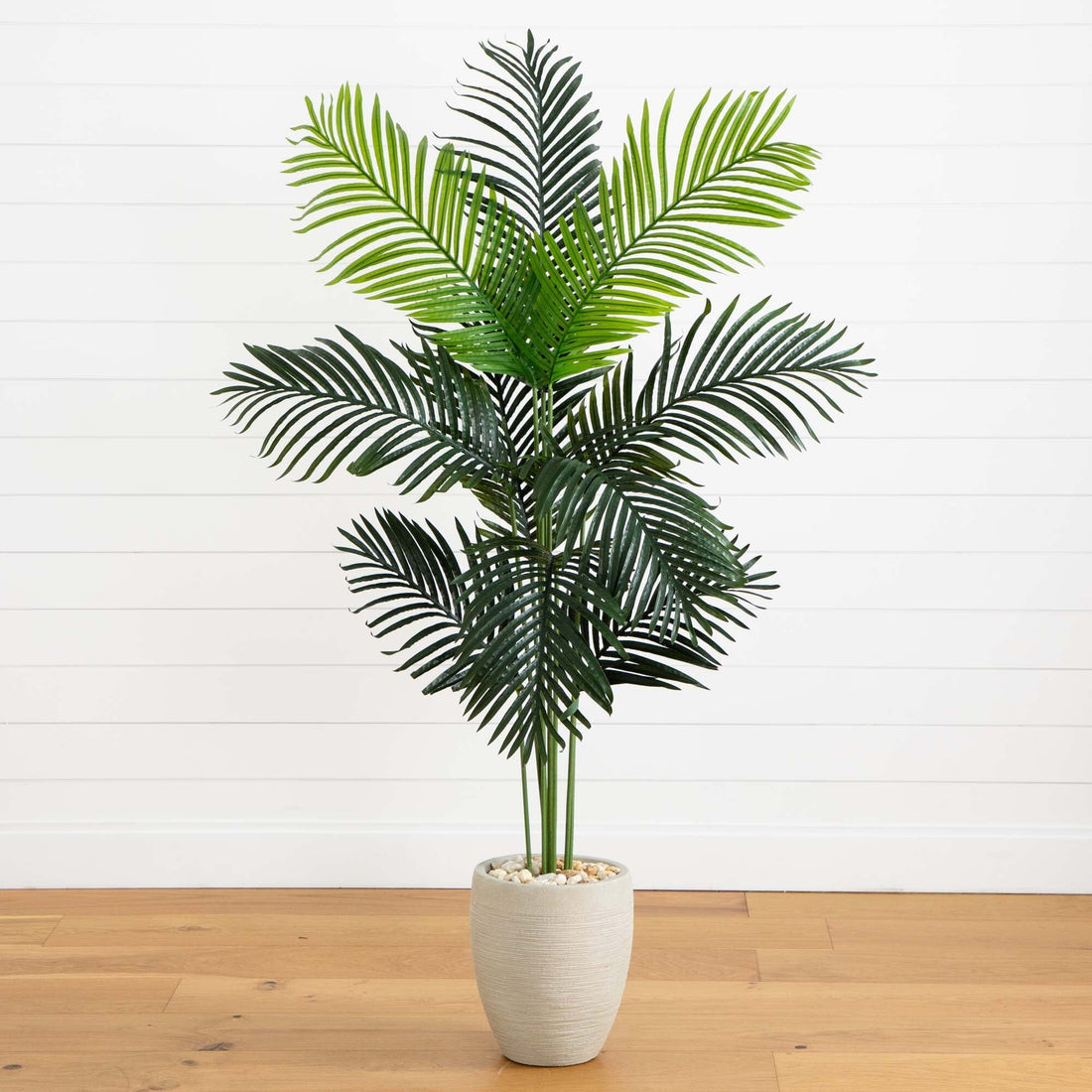 fake plant pot 5.5' Paradise Artificial Palm Tree in Sand Colored Planter