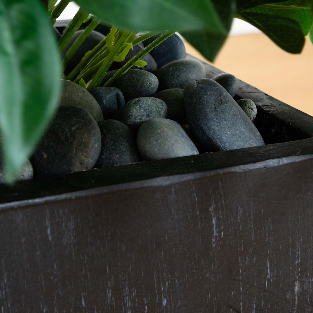 black rectangular planter indoor Nearly Natural 56in. Bay Leaf Cone Topiary Artificial Tree UV Resistant in Black Planter (Indoor/Outdoor)