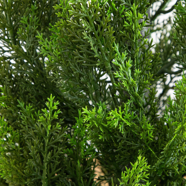 56" UV Resistant Artificial Cedar Tree in White Tower Planter (Indoor/Outdoor)