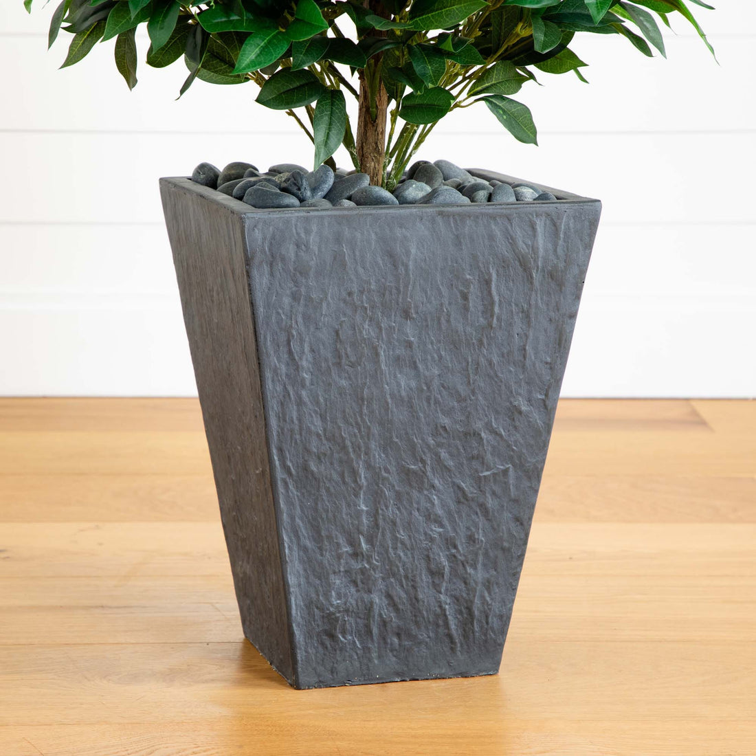 slate plant pots Nearly Natural 57in. Bay Leaf Cone Topiary Tree in Slate Planter UV Resistant (Indoor/Outdoor)