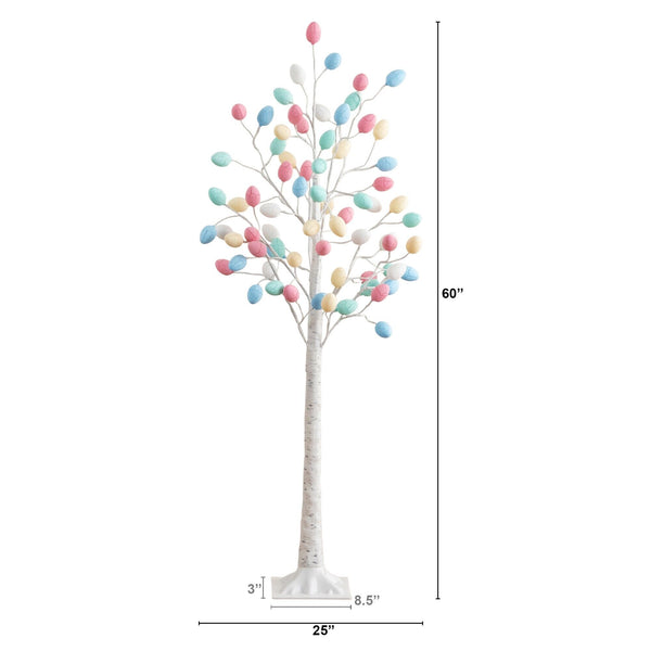 5' Pre-Lit Artificial Easter Twig Tree with 72 Egg Shaped LED Ornaments