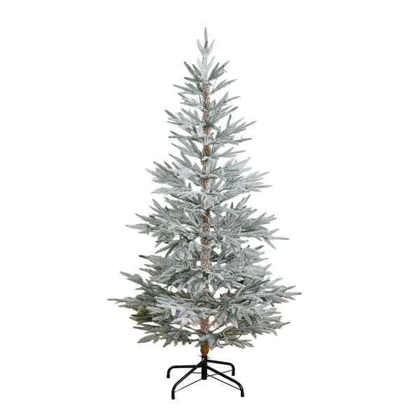 5’Pre-Lit Artificial Flocked Woodland Fir Christmas Tree with 100 Warm White LED Lights