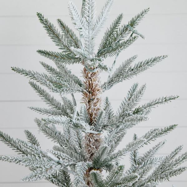5’Pre-Lit Artificial Flocked Woodland Fir Christmas Tree with 100 Warm White LED Lights