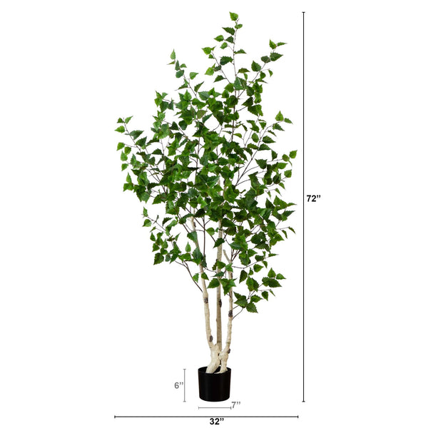 6’ Artificial Birch Tree with Real Touch Leaves