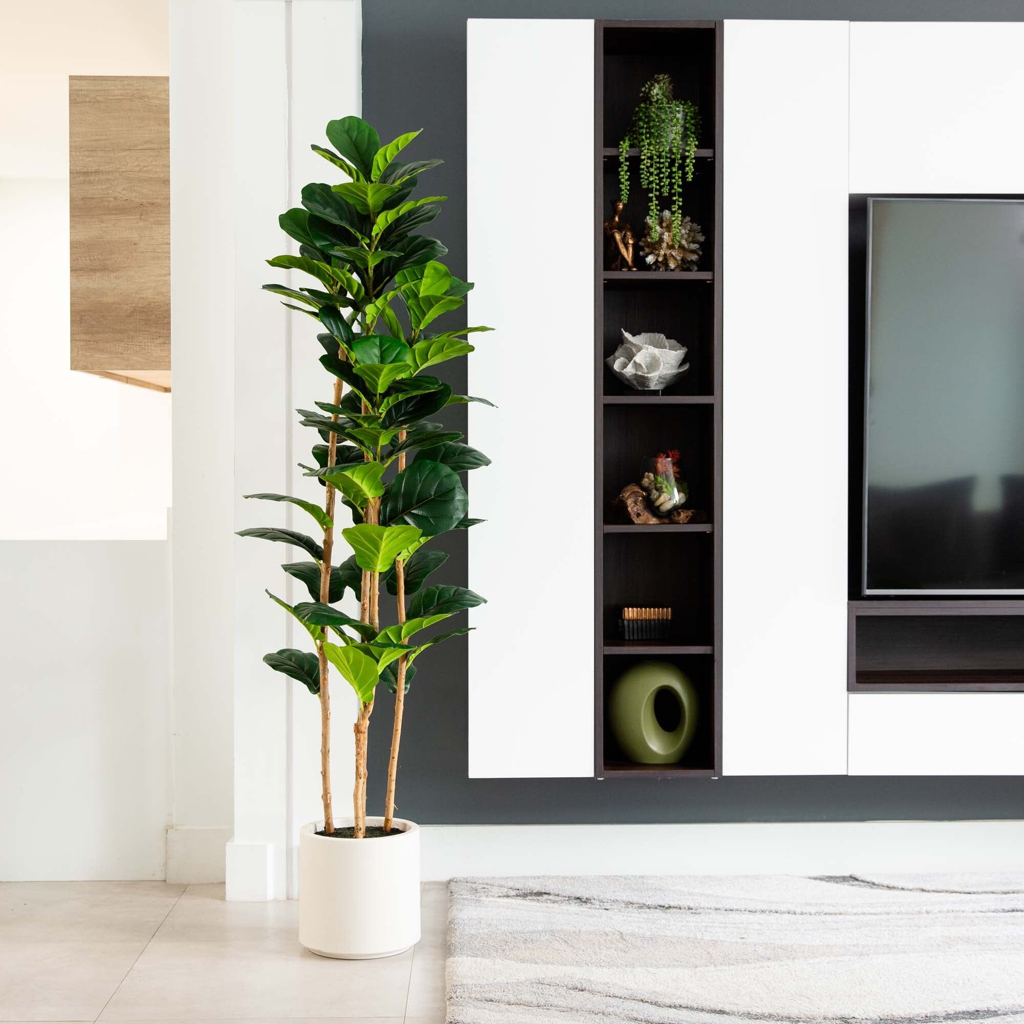 6' Artificial Fiddle Leaf Tree in Decorative White Planter